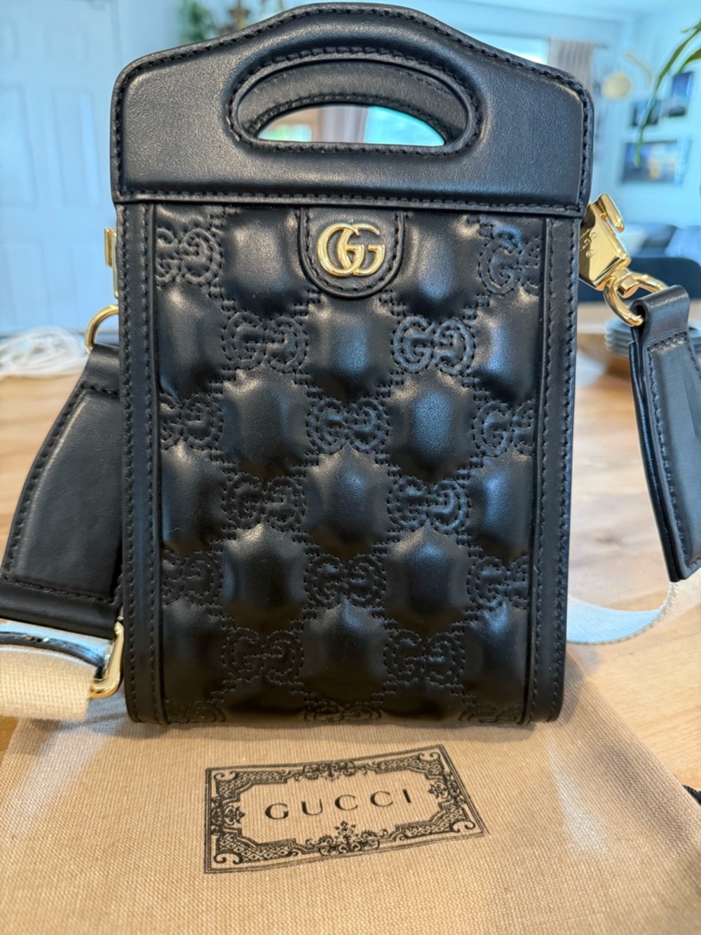 Gucci Top Handle GG Matelasse Crossbody Leather Mini